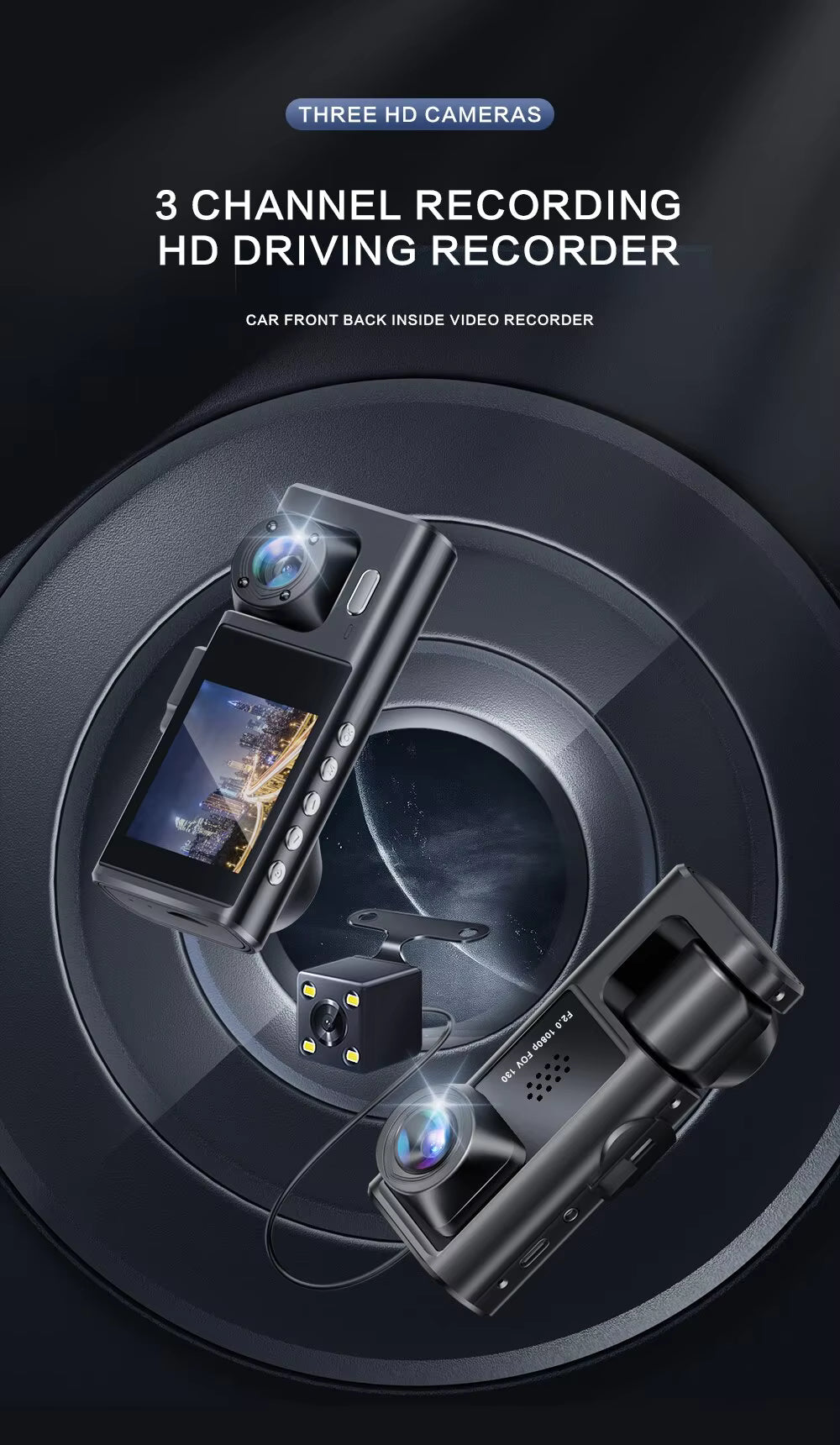3 Way Dash Camera Full HD